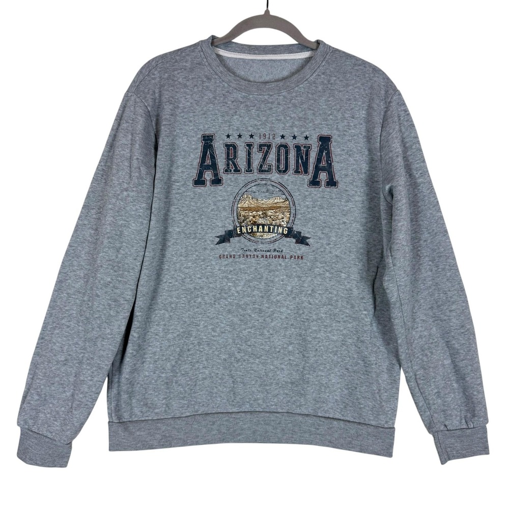 Manfinity Sweatshirt Mens Small Gray Fleece Arizona Canyon Graphic Pullover